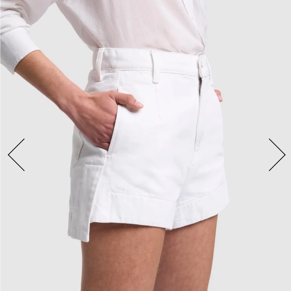 7 For All Mankind White Jean Shorts with Rolled Hems